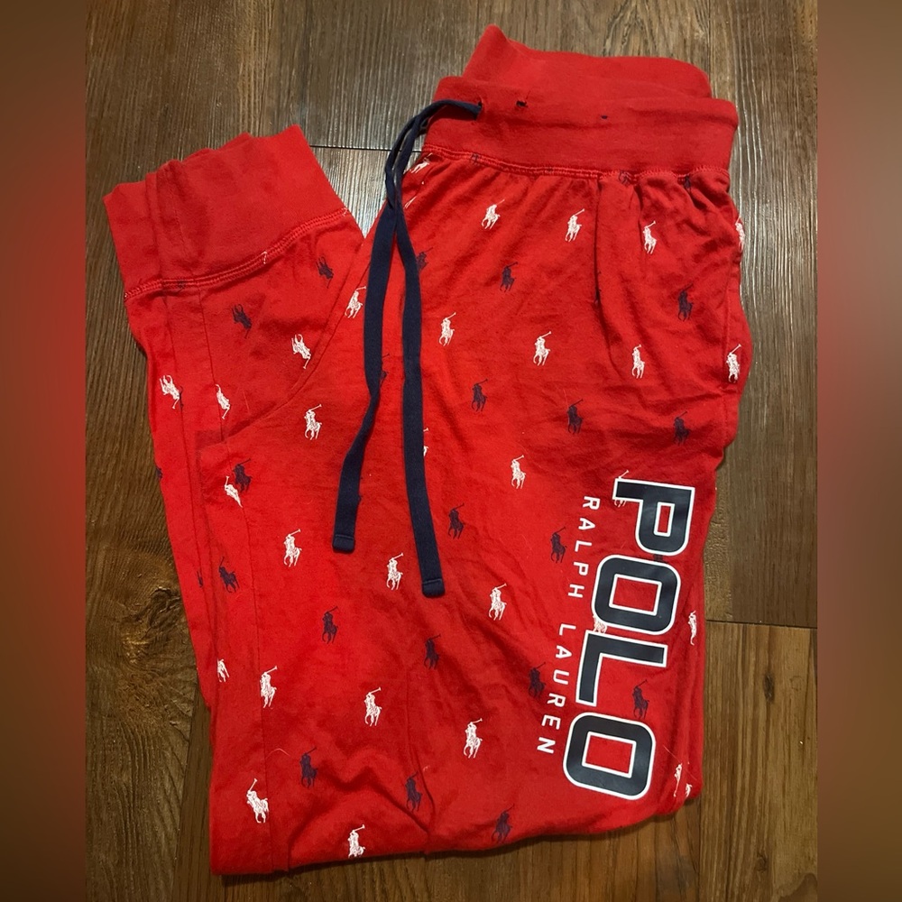Polo by Ralph Lauren Red Sleepwear Pants with Navy Label